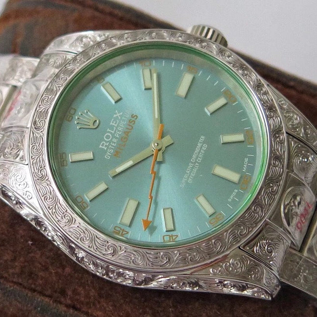MILGAUSS 40MM STAINLESS STEEL ENGRAVED CASE BLUE DIAL