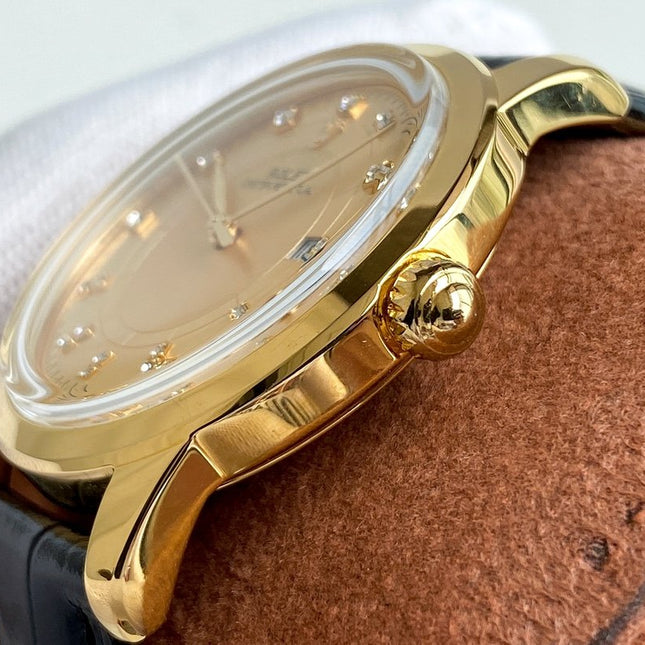OYSTER PERPETUAL 40MM GOLD CASE LEATHER STRAP