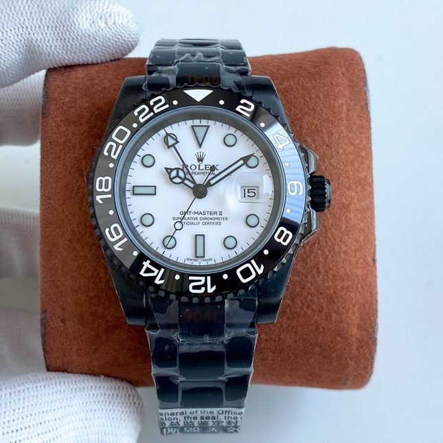 GMT-MASTER II CUSTOM ALL BLACK BEZEL WHITE DIAL