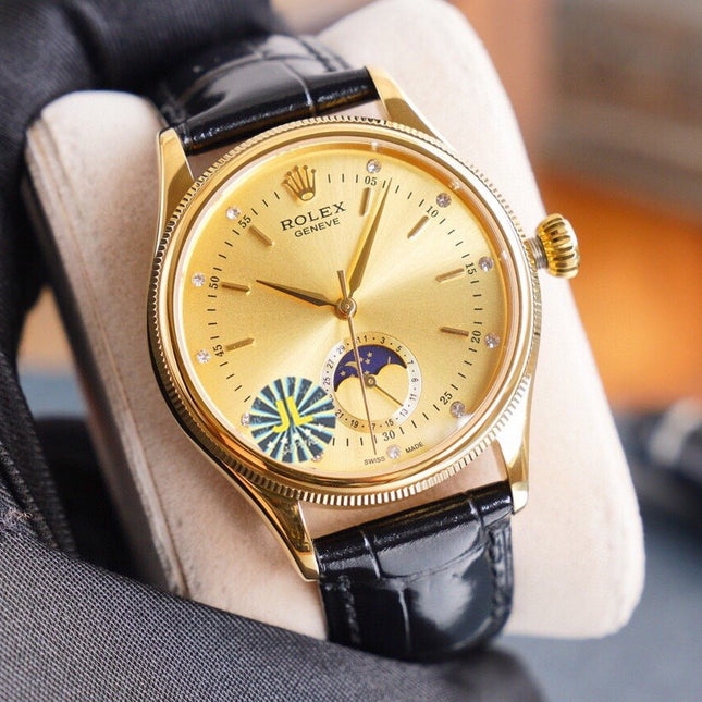 CELLINI 41 MOONPHASE GOLD CASE LEATHER