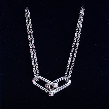 HARDWARE DOUBLE LINK PEDANT SILVER NECKLACE