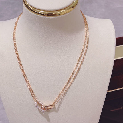 HARDWARE DOUBLE LINK PEDANT PINK GOLD DIAMOND NECKLACE