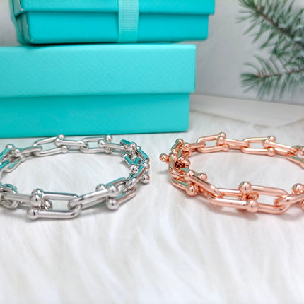 HARDWARE BRACELET PINK GOLD AND SILVER