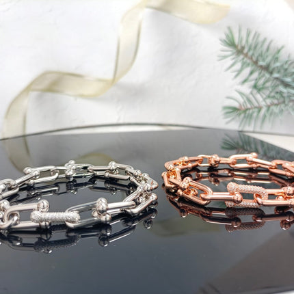 HARDWARE BRACELET PINK GOLD AND SILVER DIAMOND