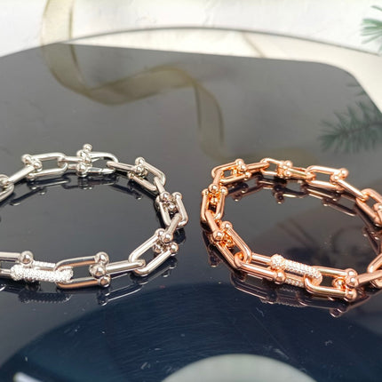 HARDWARE BRACELET PINK GOLD AND SILVER DIAMOND