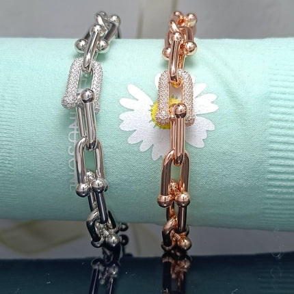 HARDWARE BRACELET PINK GOLD AND SILVER DIAMOND