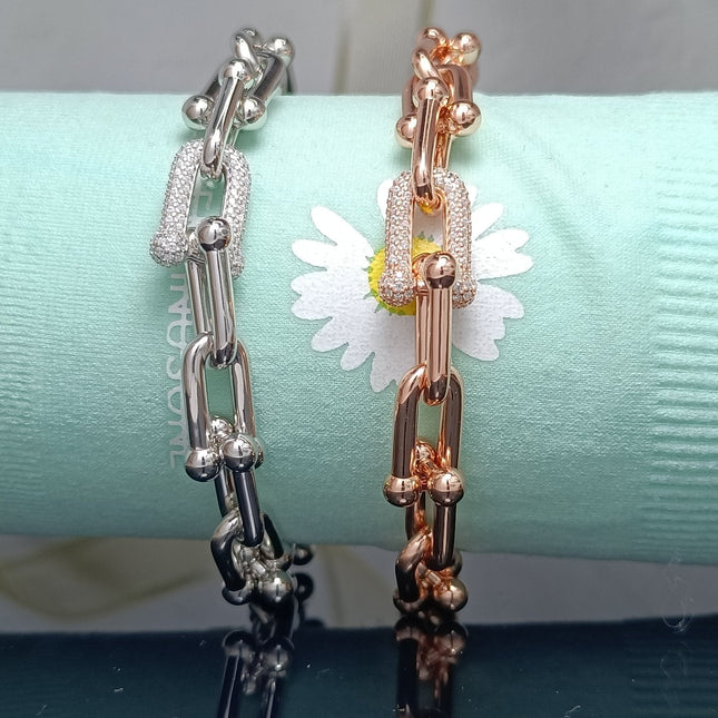 HARDWARE BRACELET PINK GOLD AND SILVER DIAMOND