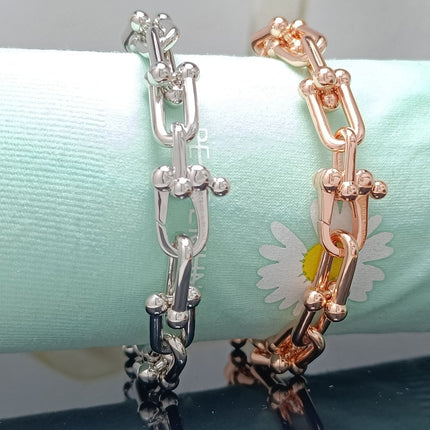 HARDWARE BRACELET PINK GOLD AND SILVER DIAMOND