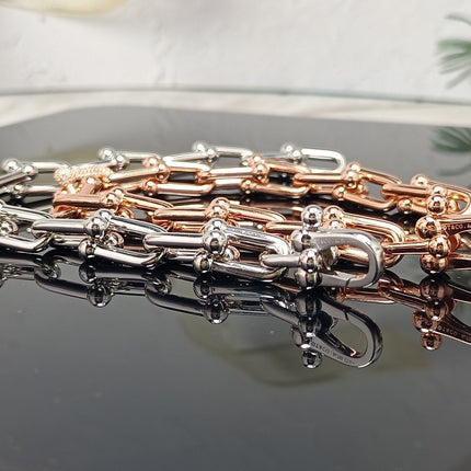 HARDWARE BRACELET PINK GOLD AND SILVER DIAMOND