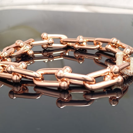 HARDWARE BRACELET PINK GOLD AND SILVER DIAMOND