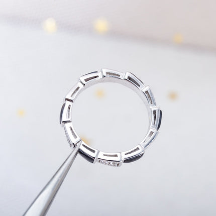 SERPENTI RING SILVER  DIAMOND BLACK MOP 3MM