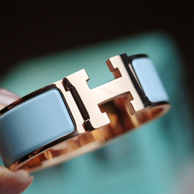 H BRACELET 18MM PINK GOLD CLOUD BLUE
