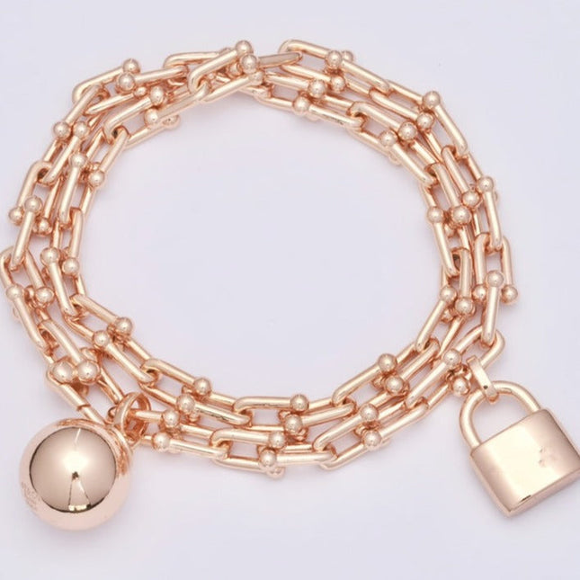 HARDWARE WRAP PINK GOLD BRACELET