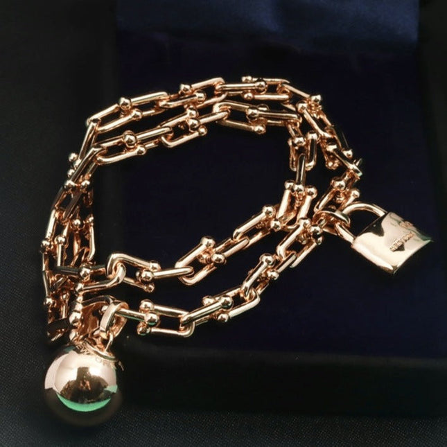 HARDWARE WRAP PINK GOLD BRACELET