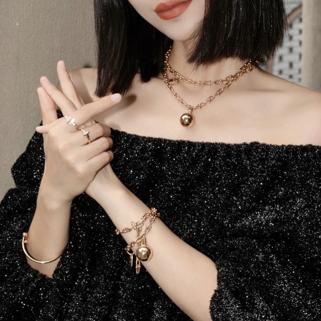 HARDWARE WRAP PINK GOLD BRACELET