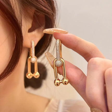 HARDWARE DROP EARRINGS DIAMONDS