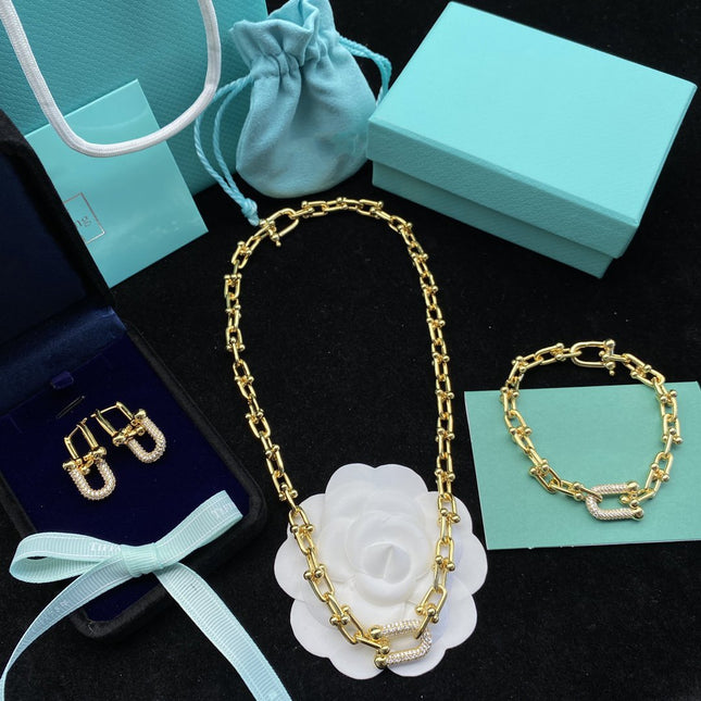 HARDWARE LINK DIAMOND GOLD EARRINGS