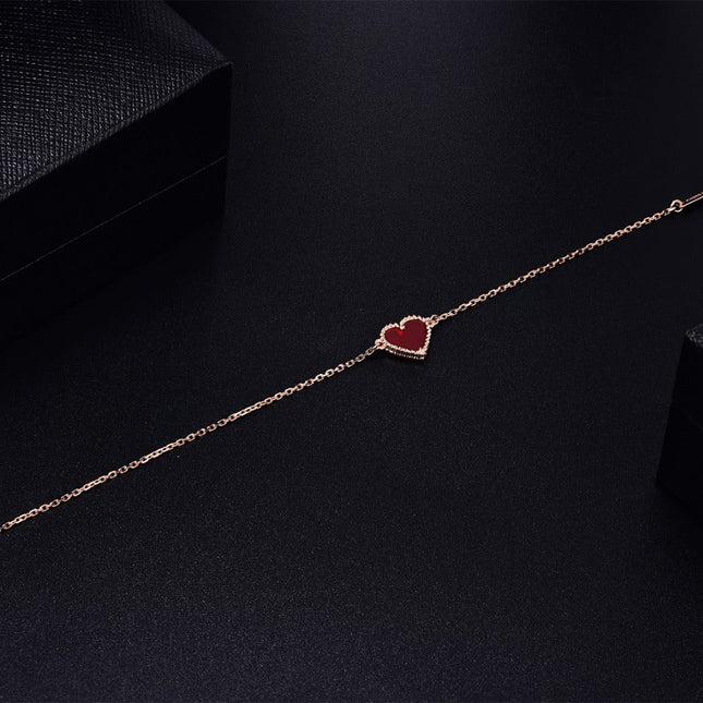 HEART CARNELIAN PINK GOLD BRACELET