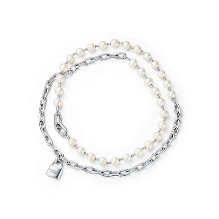 HARDWARE PEARL WRAP NECKLACE