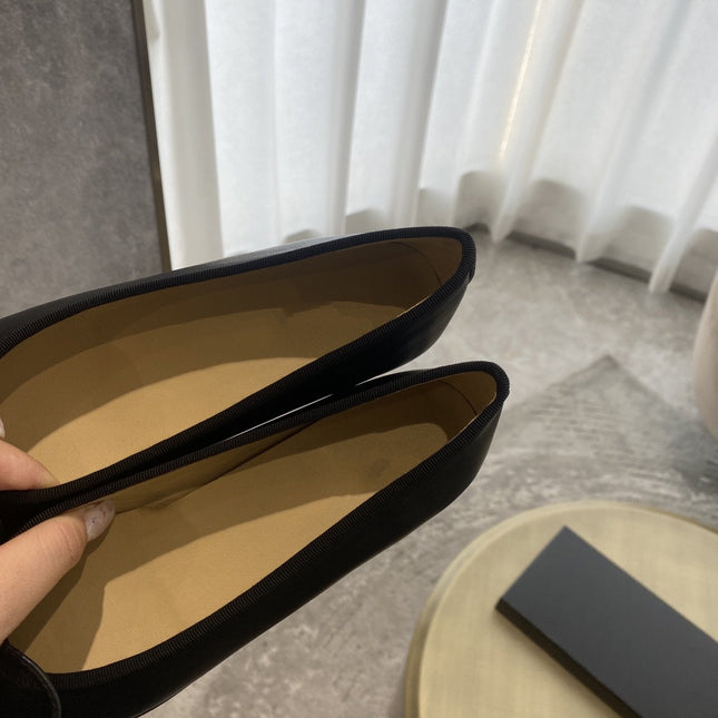 BALLET FLATS BLACK LAMBSKIN WITH BOW