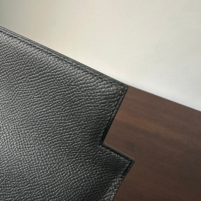 HM KELLY 25CM BLACK EPSOM SILVER HARDWARE