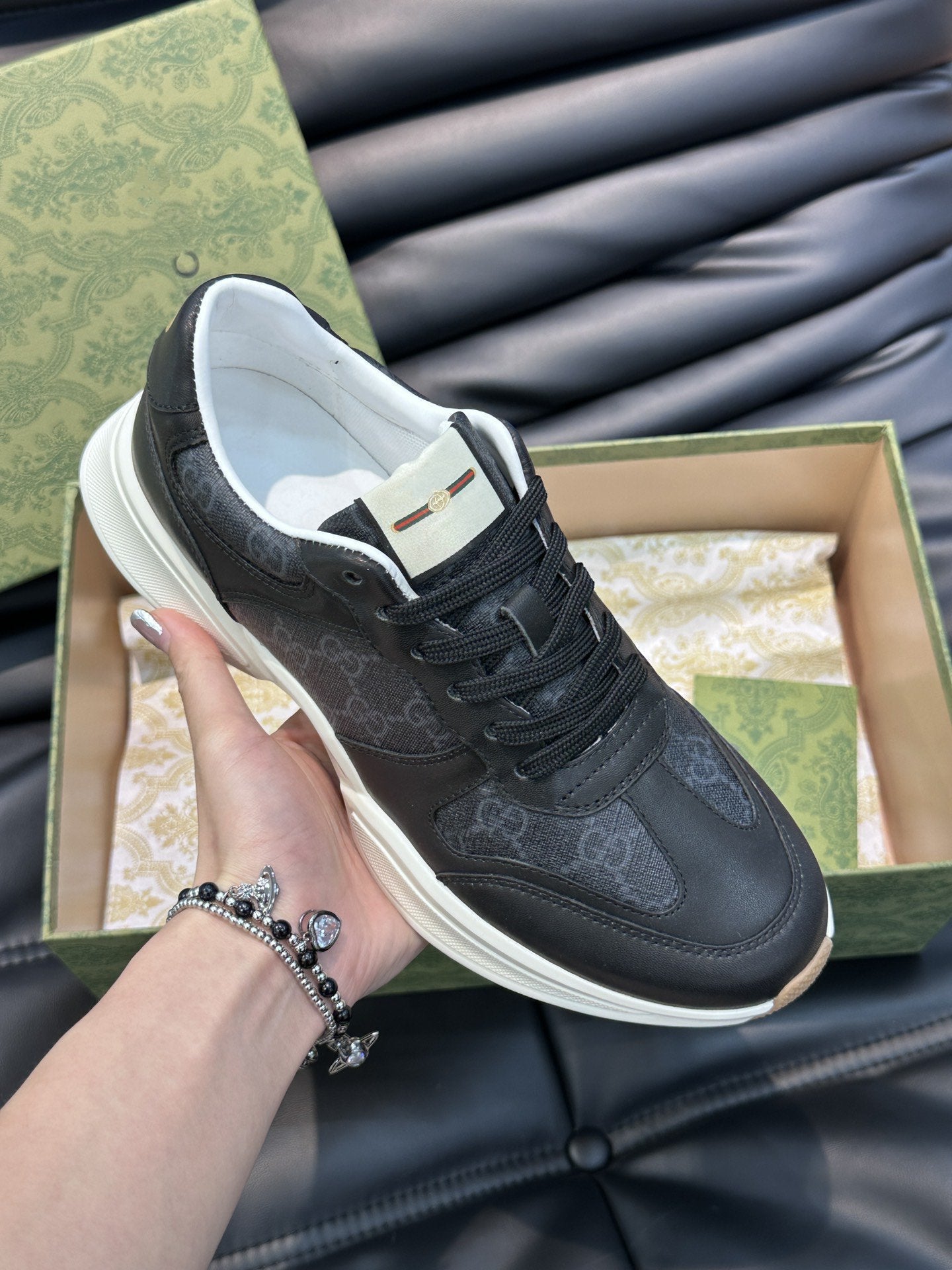 GG RETRO RHYTON SNEAKERS SHOES BLACK