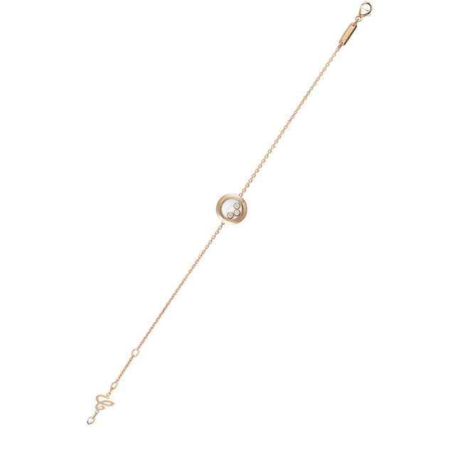 HAPPY HEART BRACELET PINK GOLD 3 DIAMOND