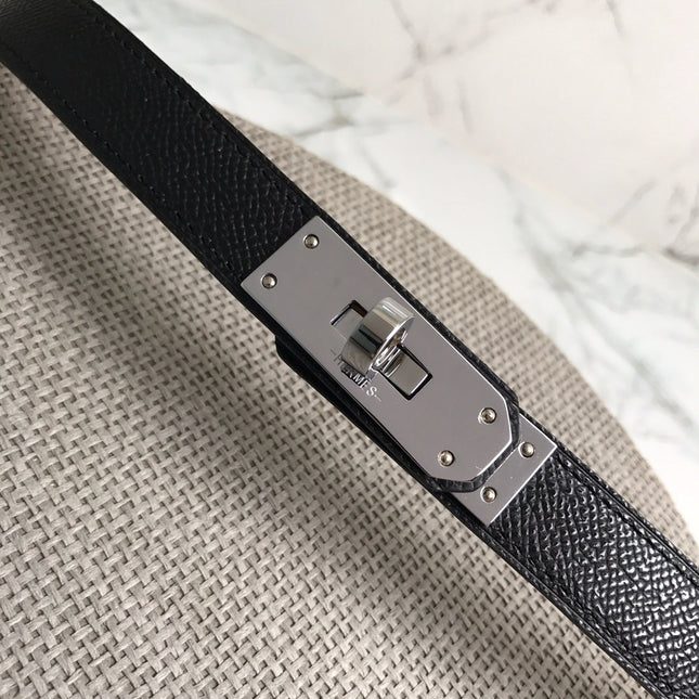HM 26S KELLY BELT IN BLACK CALFSKIN SILVER HARDWARE