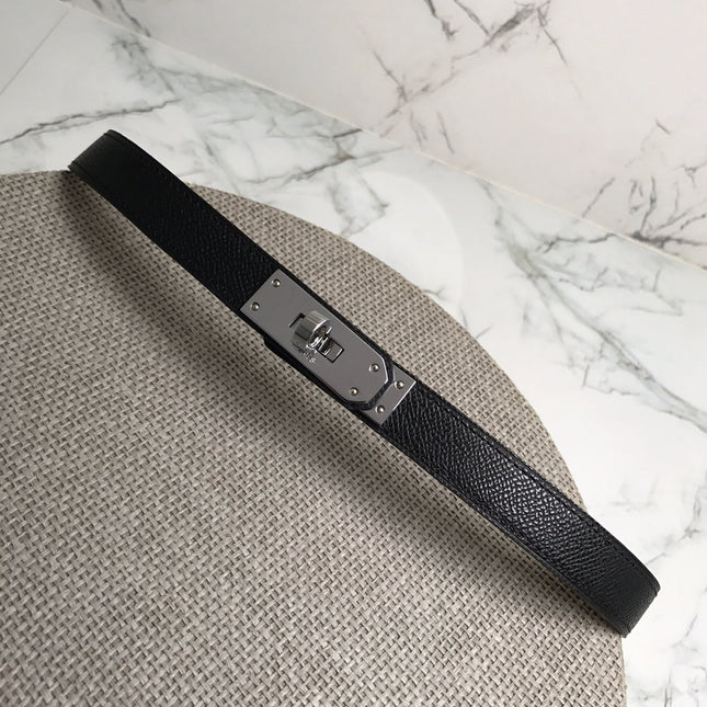 HM 26S KELLY BELT IN BLACK CALFSKIN SILVER HARDWARE