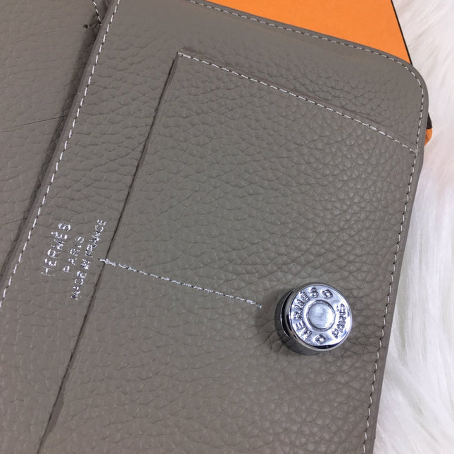 HM DOGON WALLET 20 GRAY GRAINED CALFSKIN