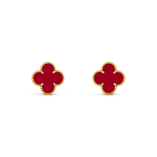 CLOVER MEDIUM CARNELIAN PINK GODL EARRINGS