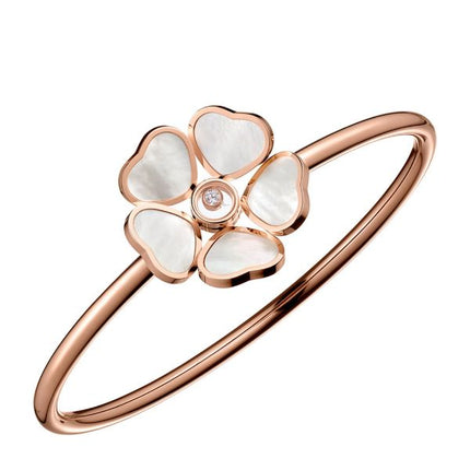 HAPPY HEART WHITE MOP PINK GOLD DIAMOND BRACELET