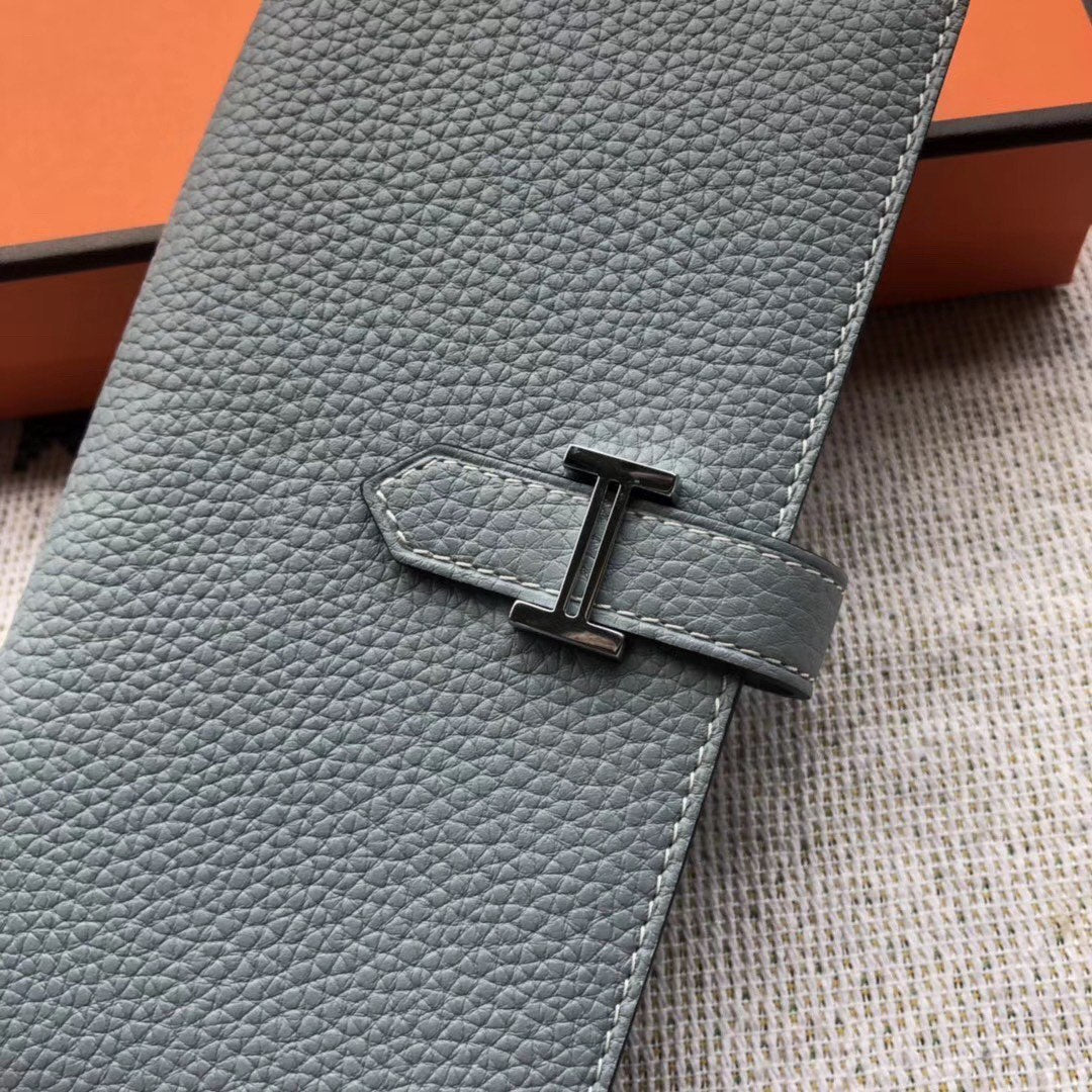 BEARN LONG 17 WALLET IN STONE BLUE EPSOM LEATHER