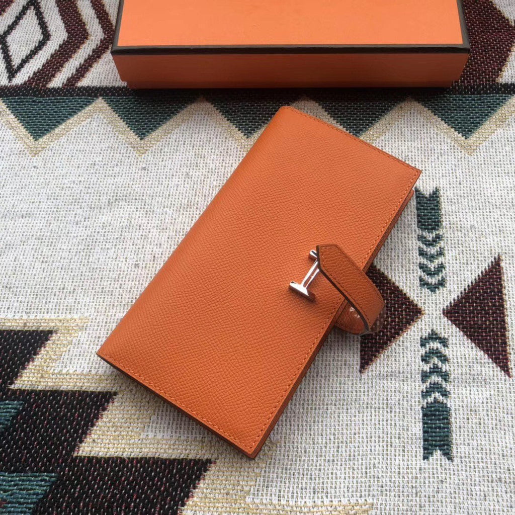 BEARN LONG 17 WALLET IN RUST ORANGE EPSOM LEATHER