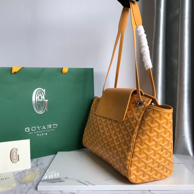 GOYA 26S ROUETTE PM TOTE BAG 30CM IN CARAMEL BROWN CANVAS AND CALFSKIN
