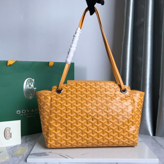 GOYA 26S ROUETTE PM TOTE BAG 30CM IN CARAMEL BROWN CANVAS AND CALFSKIN