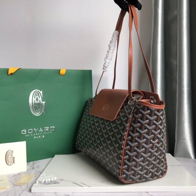 GOYA 26S ROUETTE PM TOTE BAG 30CM IN BROWN CANVAS AND CALFSKIN