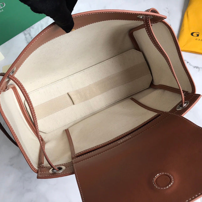 GOYA 26S ROUETTE PM TOTE BAG 30CM IN BROWN CANVAS AND CALFSKIN