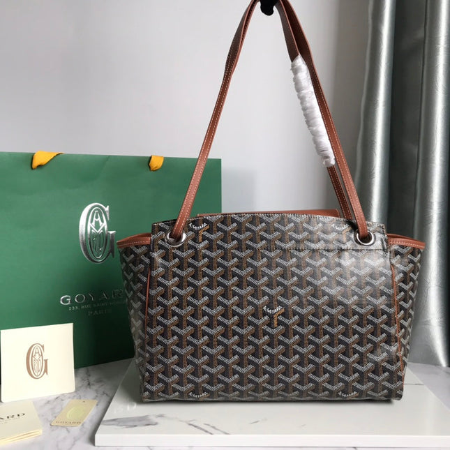 GOYA 26S ROUETTE PM TOTE BAG 30CM IN BROWN CANVAS AND CALFSKIN