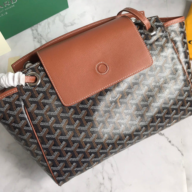 GOYA 26S ROUETTE PM TOTE BAG 30CM IN BROWN CANVAS AND CALFSKIN