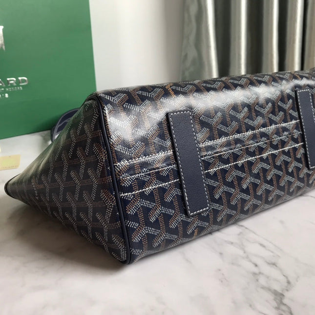 GOYA 26S ROUETTE PM TOTE BAG 30CM IN NAVY BLUE CANVAS AND CALFSKIN