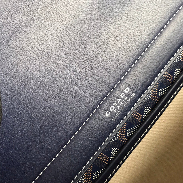 GOYA 26S ROUETTE PM TOTE BAG 30CM IN NAVY BLUE CANVAS AND CALFSKIN