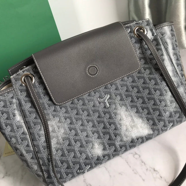 GOYA 26S ROUETTE PM TOTE BAG 30CM IN GRAY CANVAS AND CALFSKIN