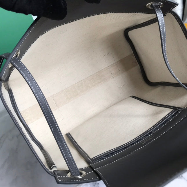GOYA 26S ROUETTE PM TOTE BAG 30CM IN GRAY CANVAS AND CALFSKIN