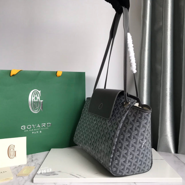 GOYA 26S ROUETTE PM TOTE BAG 30CM IN GRAY CANVAS AND CALFSKIN