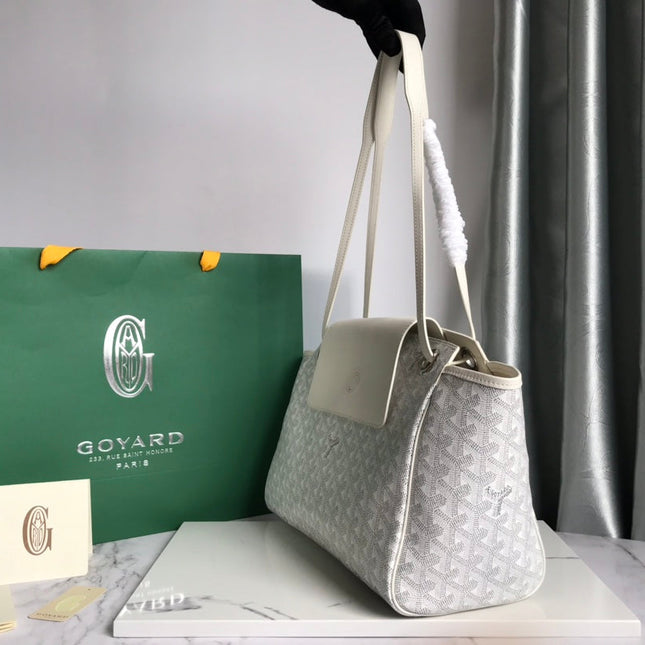 GOYA 26S ROUETTE PM TOTE BAG 30CM IN IVORY WHITE CANVAS AND CALFSKIN