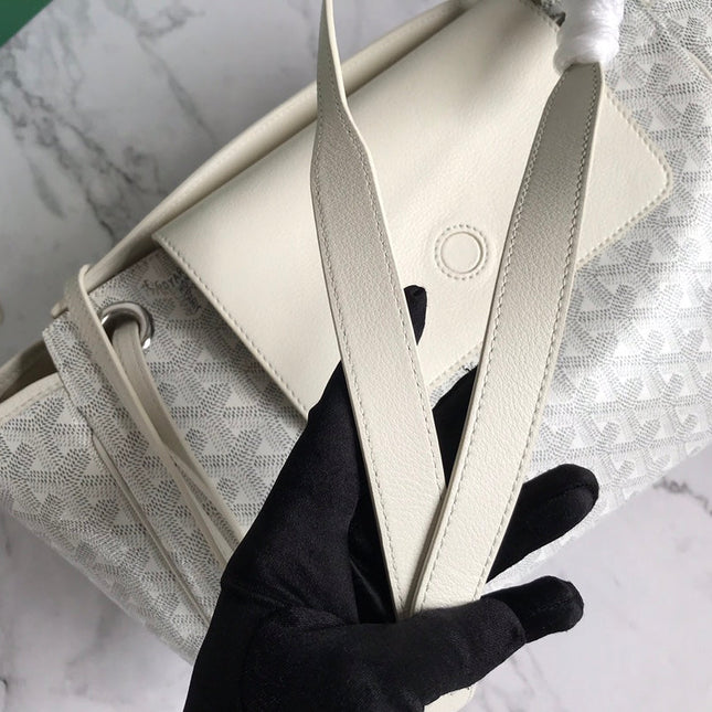 GOYA 26S ROUETTE PM TOTE BAG 30CM IN IVORY WHITE CANVAS AND CALFSKIN