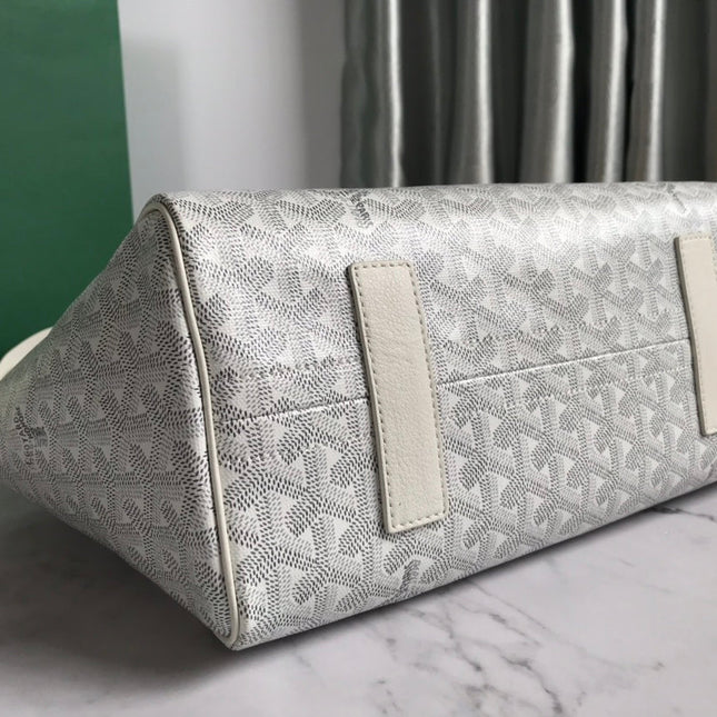 GOYA 26S ROUETTE PM TOTE BAG 30CM IN IVORY WHITE CANVAS AND CALFSKIN