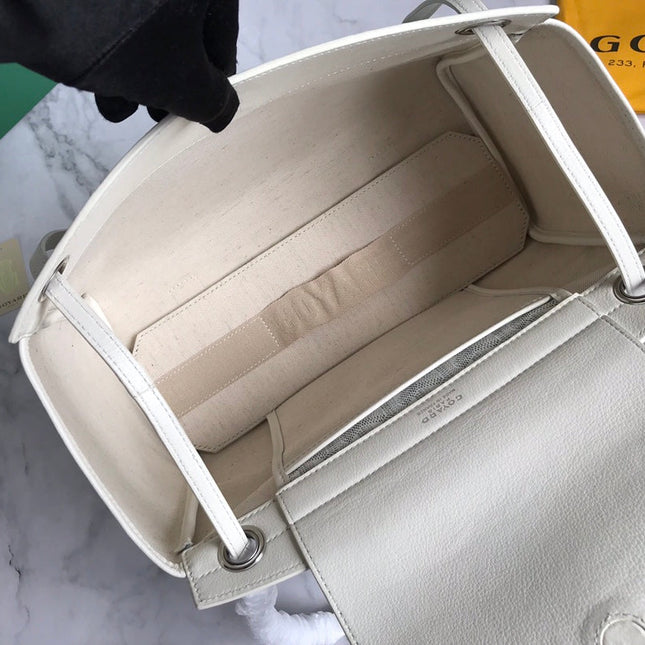 GOYA 26S ROUETTE PM TOTE BAG 30CM IN IVORY WHITE CANVAS AND CALFSKIN