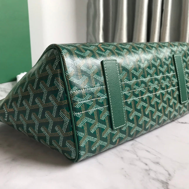GOYA 26S ROUETTE PM TOTE BAG 30CM IN DARK GREEN CANVAS AND CALFSKIN
